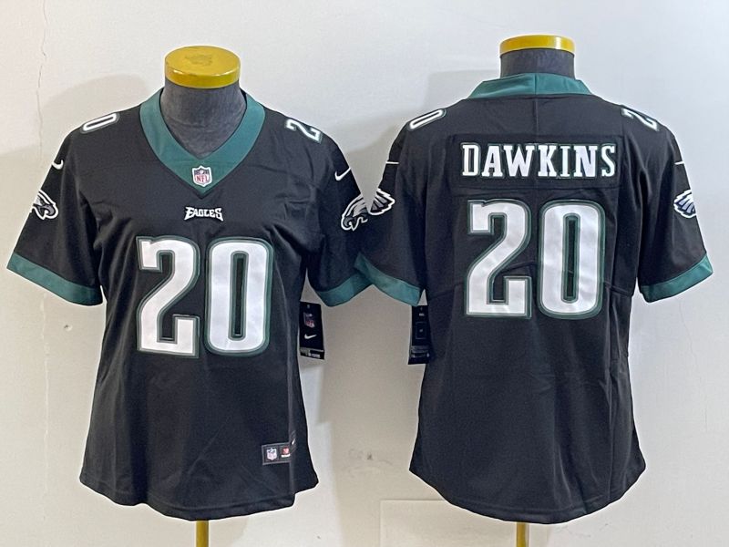 Women Philadelphia Eagles #20 Dawkins Black 2025 Nike Vapor Limited NFL Jersey style 1->women nfl jersey->Women Jersey
